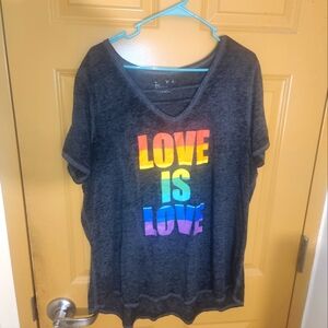 LIVI Love is Love T-Shirt 18/20 2X Charcoal Gray Short Sleeve Tee